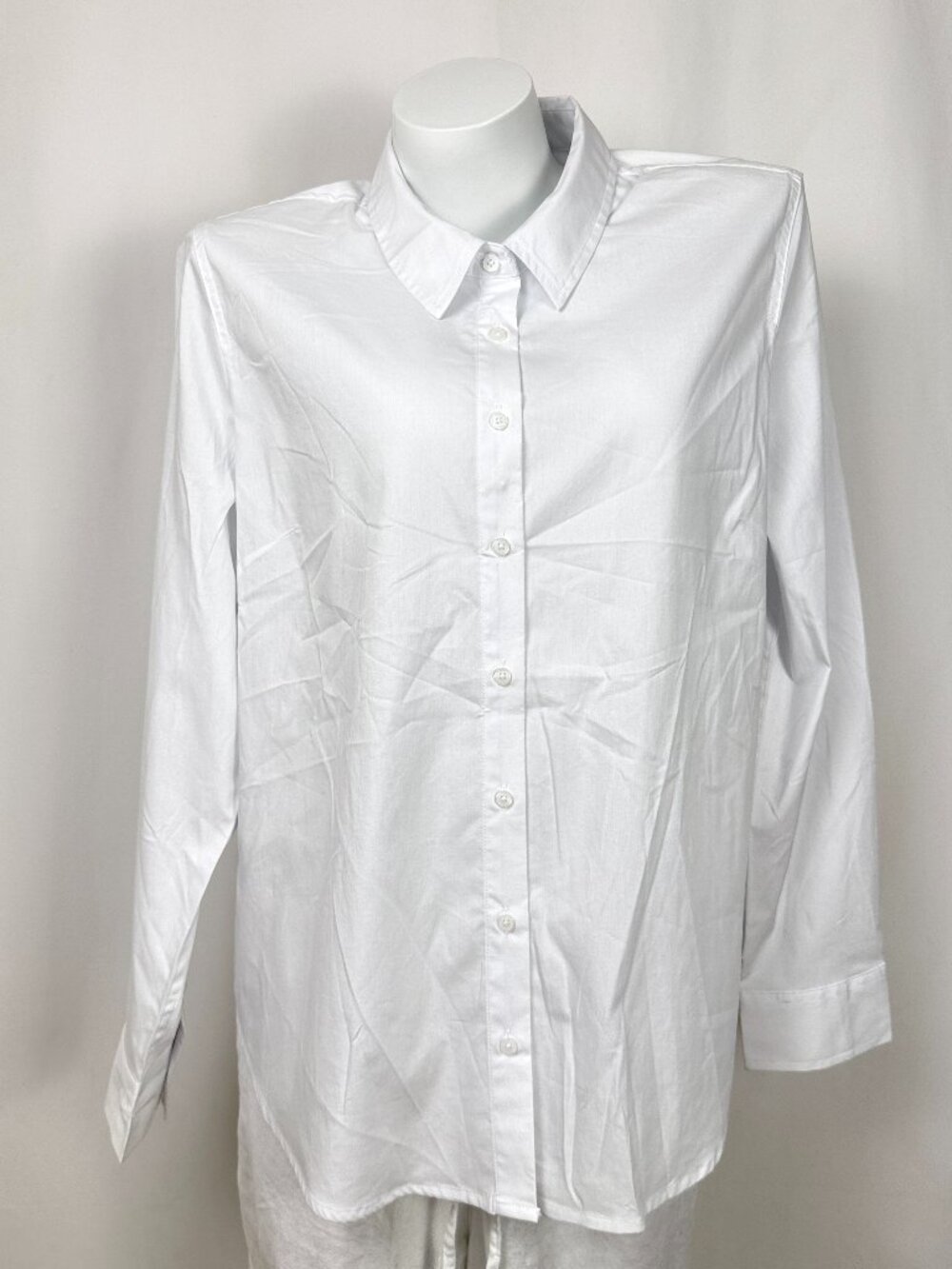 iyla Women Long Sleeve Stretch Dress Shirt Arctic White Button Up Size 16 NWT